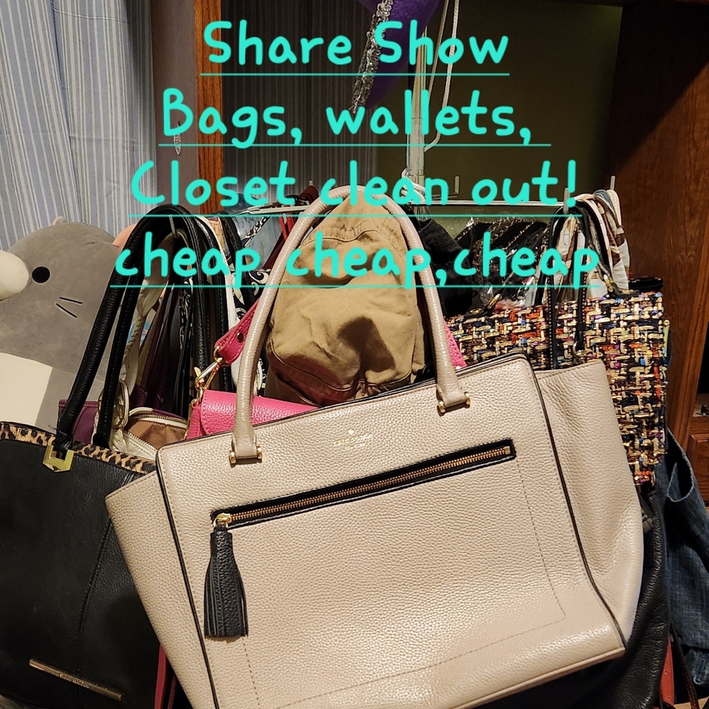 Share Show, Bags, Wallets, Closet Clean Out. Tray Is Open. Green To Be Seen.